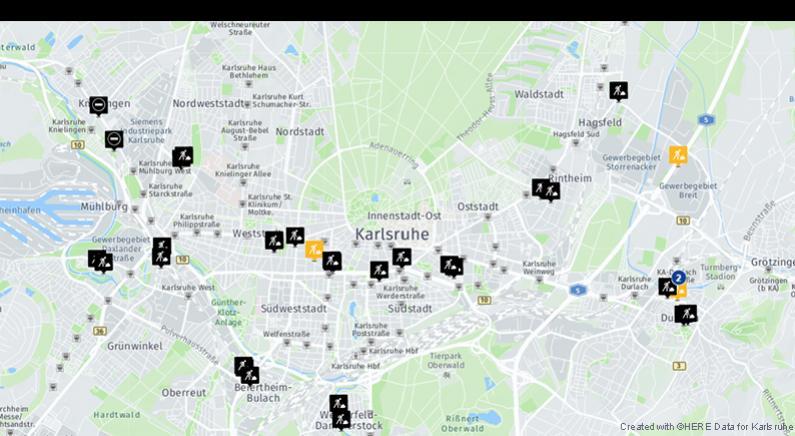 Baustellenplanung mit routingfähigen Straßendaten von HERE Technologies. Bild: Michael Bauer International GmbH
