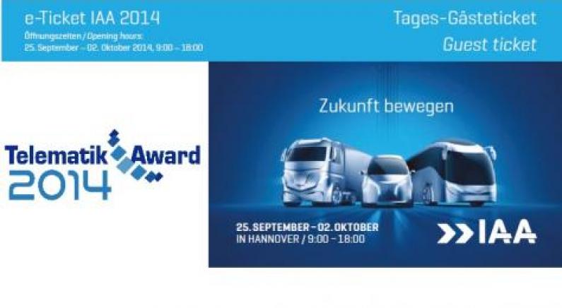 Um 12:00 Uhr schließt das Anmeldeportal für kostenlose Tickets zur Verleihung des Telematik Awards 2014. Bild: IAA/Telematik-Markt.de