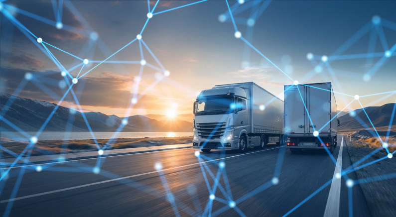 Echte Effizienz entsteht, wenn Truck und Trailer digital zusammenwachsen! Bild: idem telematics, KI generiert