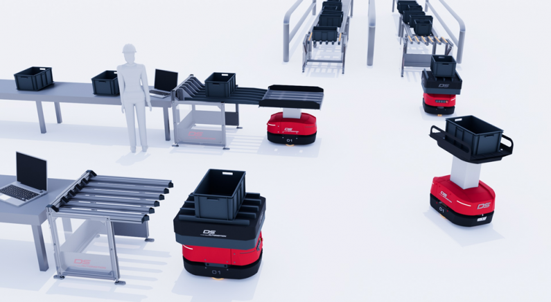 AMY ist ein vielseitiger AMR für zahlreiche Anwendungsgebiete – vor allem dank der drei unterschiedlichen Lastaufnahmemittel. Bild: ds automation gmbh