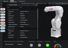 Neun Hersteller-Daten, die durch das OPC Robotics Informationsmodell definiert sind, wurden mit einem Proof-of-Concept Demonstrator an ein Microsoft Azure Dashboard übermittelt. Bild: VDMA