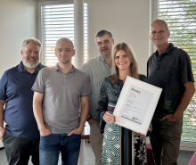 v.l.: Georg Hasse, Daniel Burtscher, Heinz Burtscher, Manuela Kraft und Linus Gebhardt. Bild: TeleMatrik