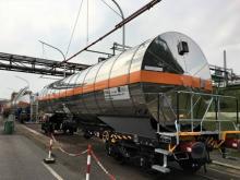 Tankcontainer für Ethylenoxid.Transporte der Sasol Unternehmensgruppe ausgerüstet mit aJour ATEX Compact+ Sensor Telematik. Bild: asto