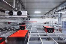 AutoStore-Multi-Temperatur-Grid bei StrongPoint mit einer "chilled zone" (2 °C) und einem Tiefkühl-Bereich (-25 °C). Bild: AutoStore