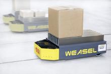 Das fahrerlose Transportsystem WEASEL. Bild: SSI Schäfer