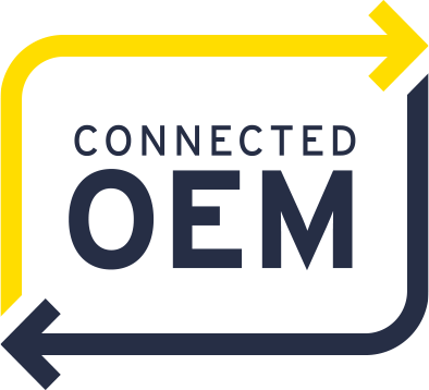 Logo-Badge von YellowFox mit dem Text "connected OEM"